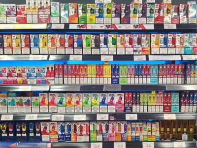 Photo of a shop’s vape display